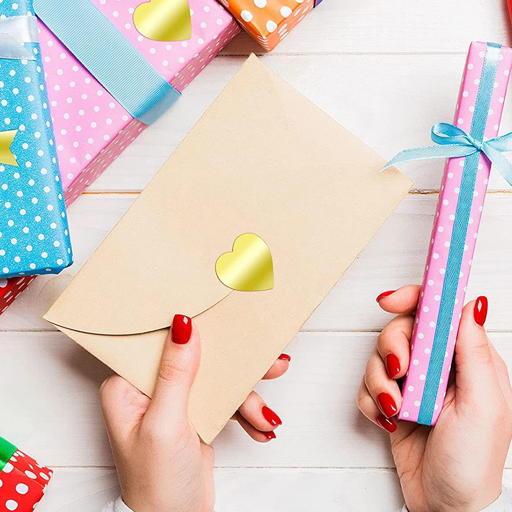 

2 Rolls Seal Sticker Label Wedding Decor Heart-shaped Sealing Stickers Round Practical Copper Plate Bride