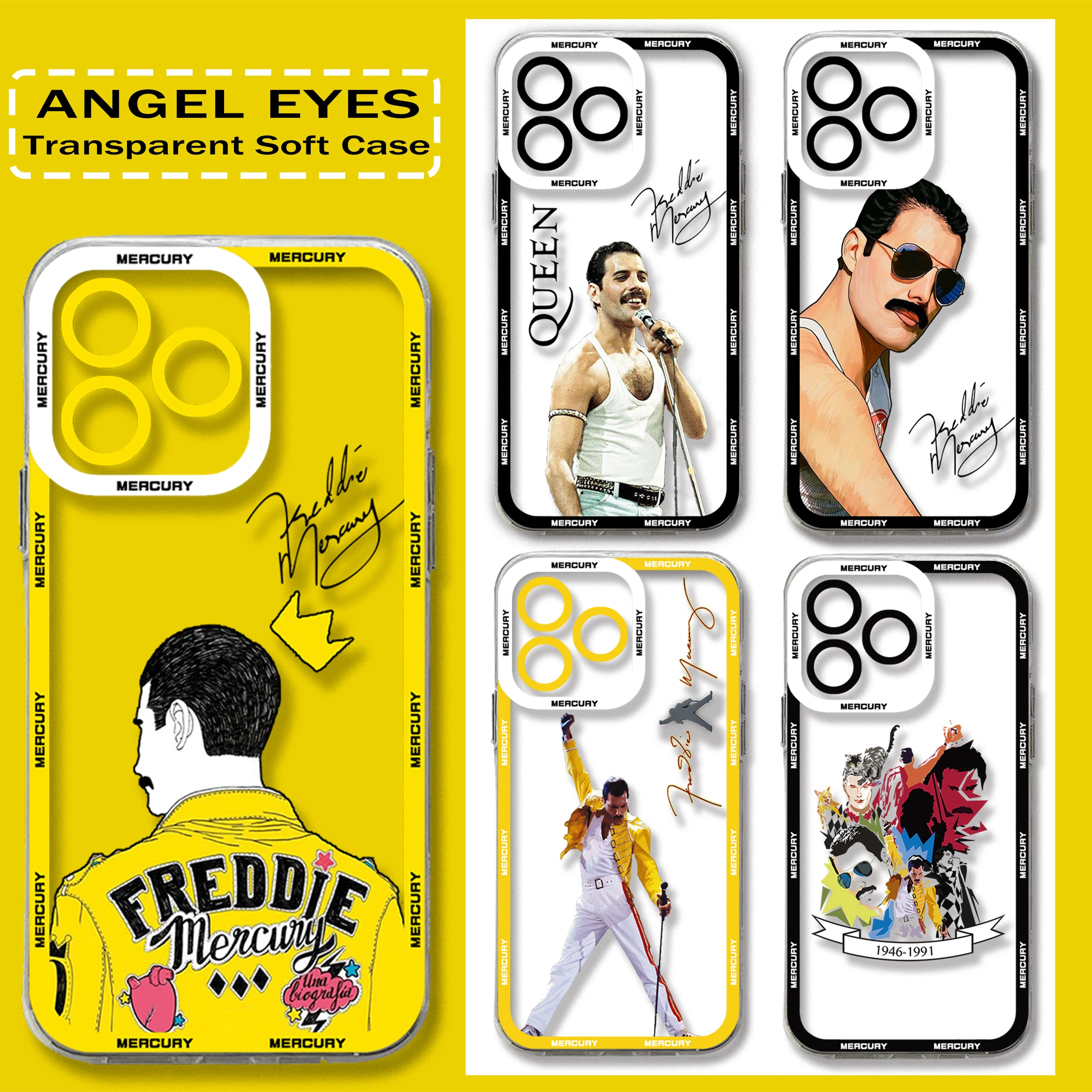 Прозрачный силиконовый чехол Queen Freddie Mercury для iPhone 16 15 14 13 12 Mini 11 Pro Max X XR XS 7 8 SE 2020 Plus