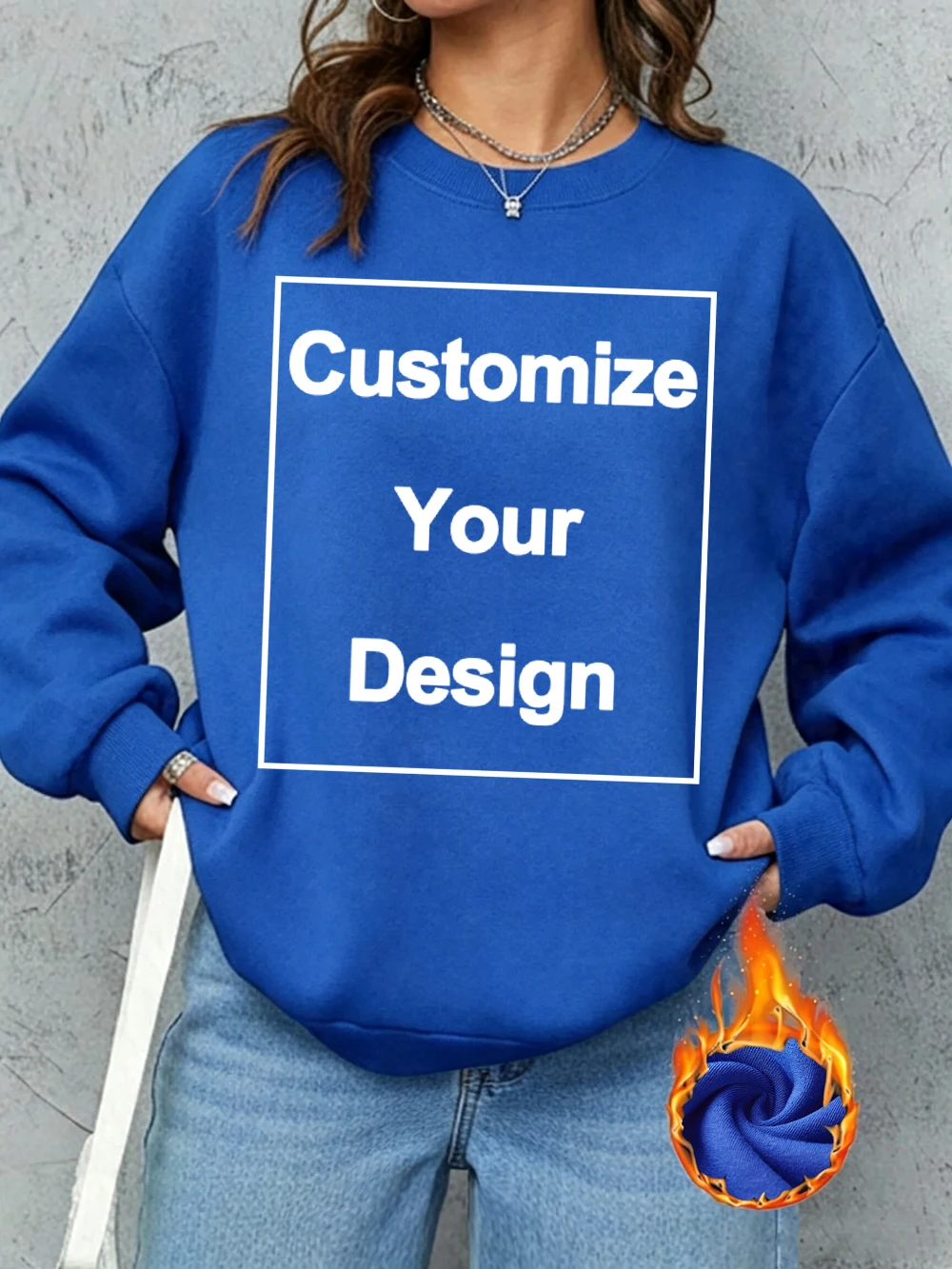 Basic Customized Womens Sweatshirts Korean Fleece Warm Tops Casual Loose Hoodies DIY Your Graphic Pullovers Sporty Woman Clothes