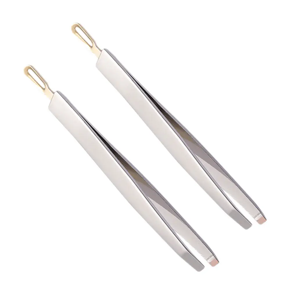 2Pcs Eyebrow Tweezers Stainless Steel Ergonomic Dual-Use Creative Makeup Tools for Trimming False Eyelashes Double Eyelid Clips