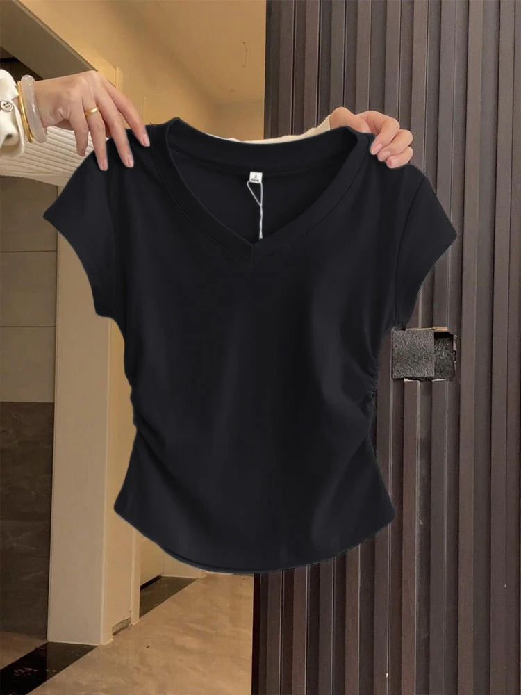 T-shirt bleu v-ne ort-sved pour femmes, Faion amincissant, Design Cardiwaist, nouveau Sle pour les déplacements, couleur Pure, été