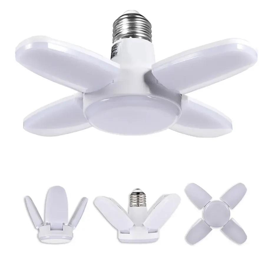 Foldable Fan Shape E27 LED Bulb 85-265V High Brightness 6500K Daylight Lamp for Home Warehouse Garage Ceiling Lighting Indoor