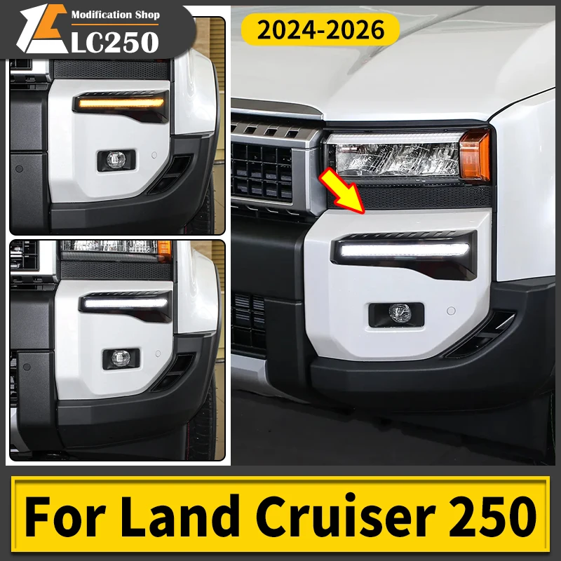 

Для Toyota 2024 2025 Land Cruiser Prado 250 LC250 передний бампер светодиодный DRL свет водонепроницаемый динамический последовательный свет аксессуары