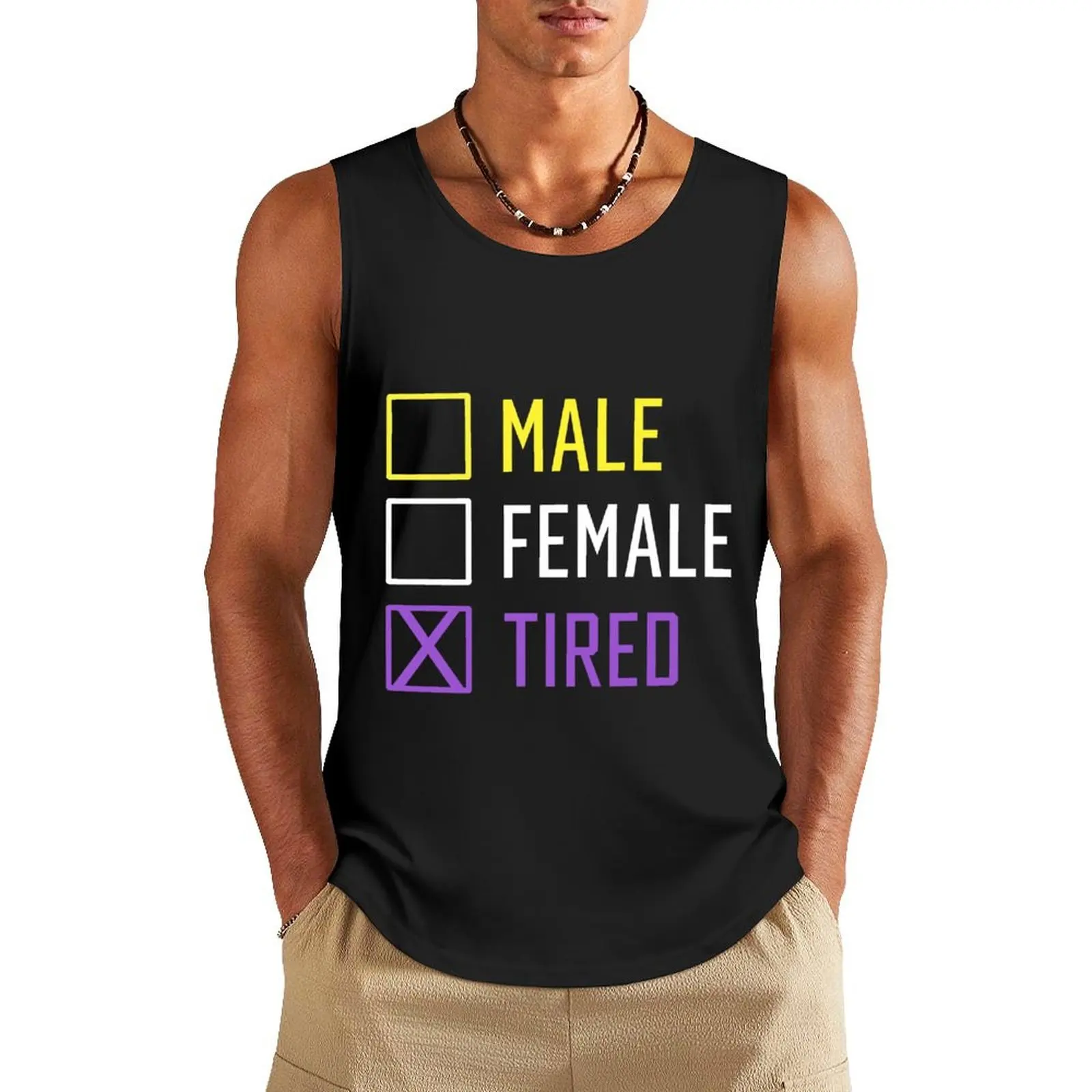 Nonbinary Male Female Tired Tank Top Sleeveless T-shirt summer clothes