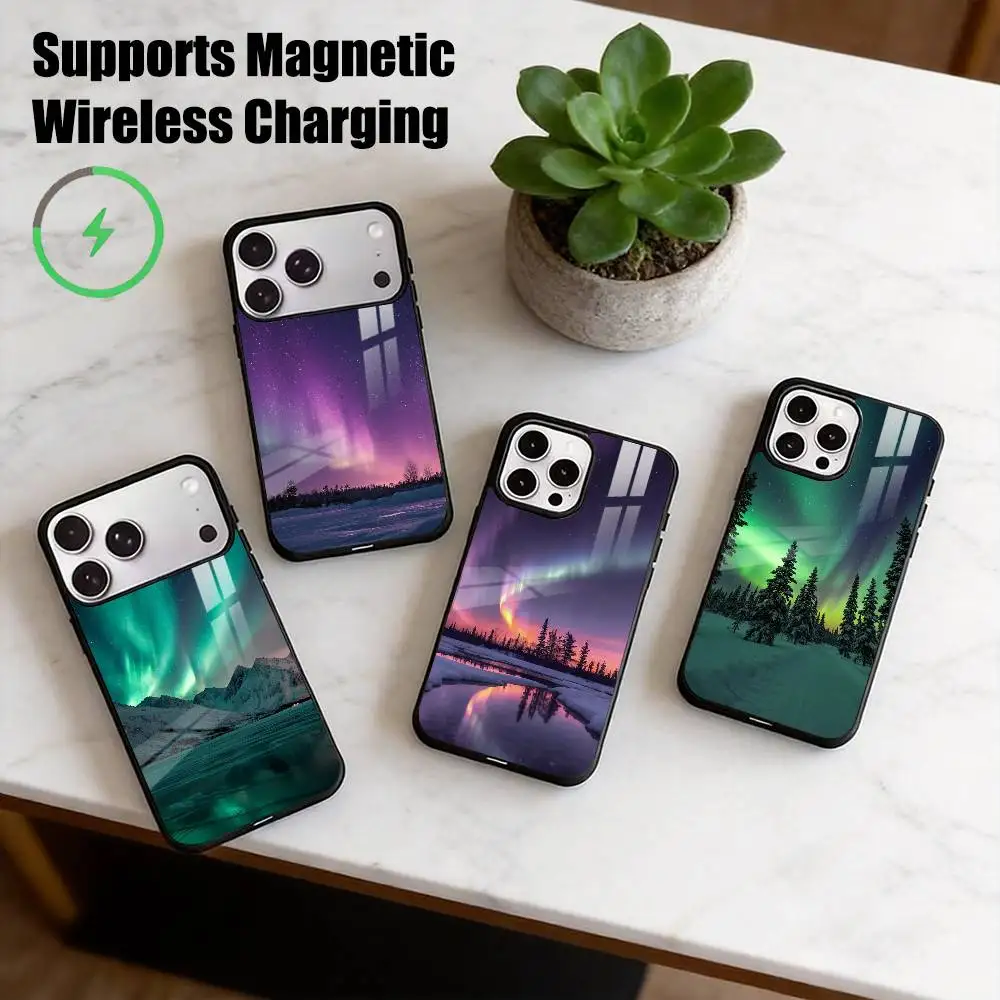 Northern Lights  Phone Case For iPhone17,16,15,14,13,12,11 Plus,Pro Compatible with magnetic wireless charging Gift