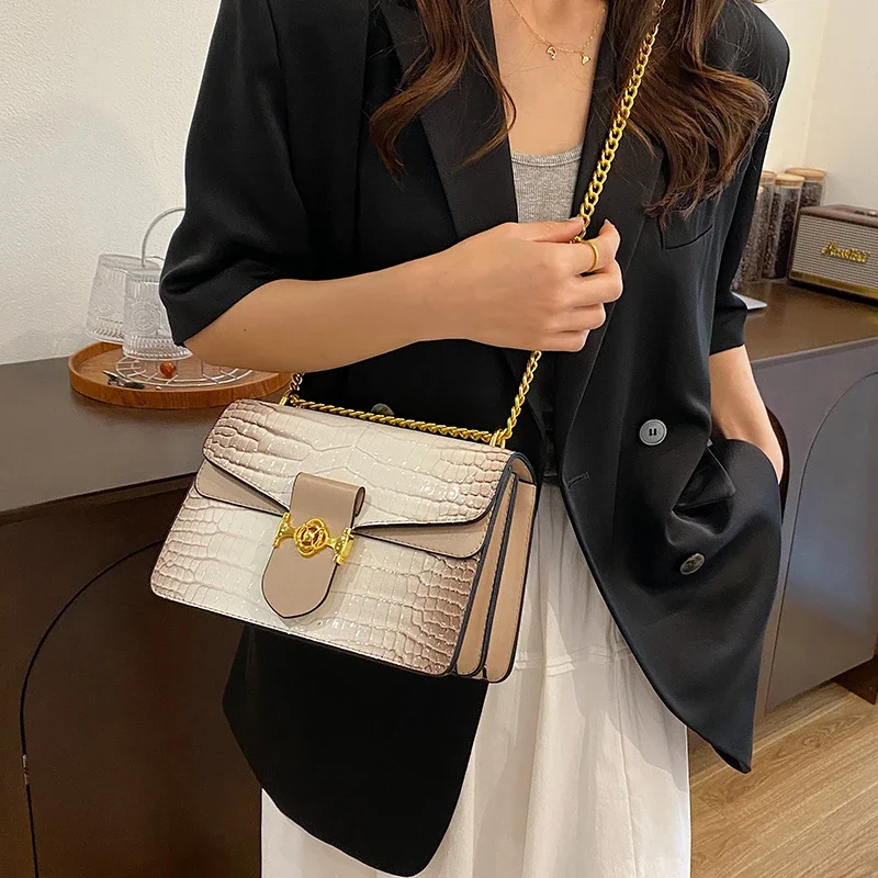 Top Brand Shoulder Bag Solid Pu Leather Flap Messenger Bag Fashion Chain Handbag Female Small Square Crossbody Bag Designer