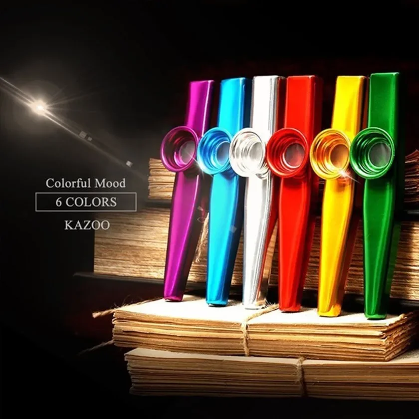 Colourful Kazoo Golden Metal Kazoo With Membrane Flute Diaphragm Mouth Kazoos Musical  Lightweight Portable Musical Instrument