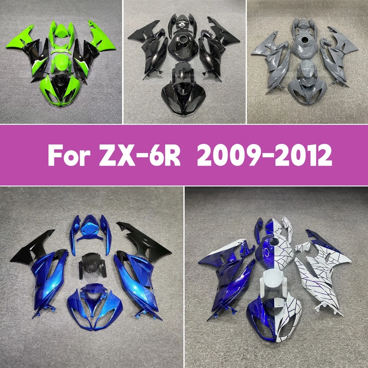 

Комплект обтекателей для Kawasaki ZX-6R 2009-2012 годов, полный комплект, литье под давлением, ABS, на заказ