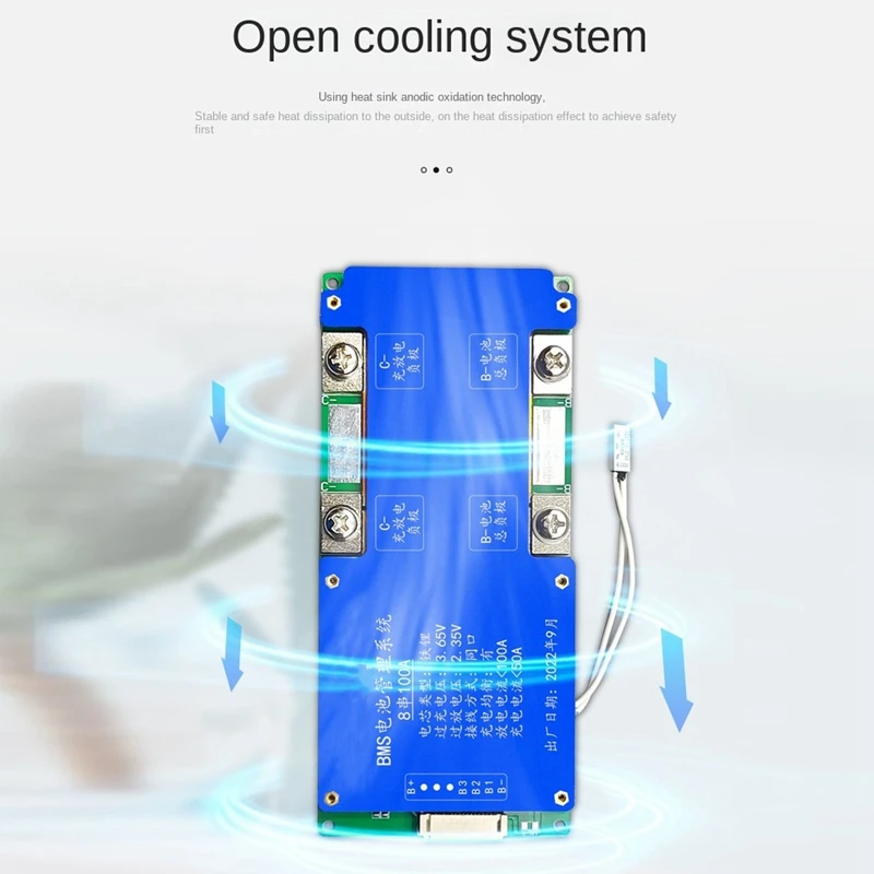 8S 24V 100A Iron Lithium Battery Protection Board Same Port With Equalization Temperature Control BMS Protection Board