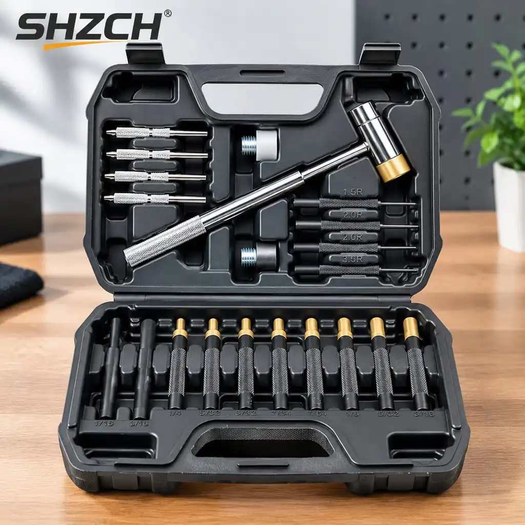 21PCS Punch Tool Set Double Sided Copper Hammer Punching Kit Mechanical Maintenance Tools Chisel Pin Puncher Set