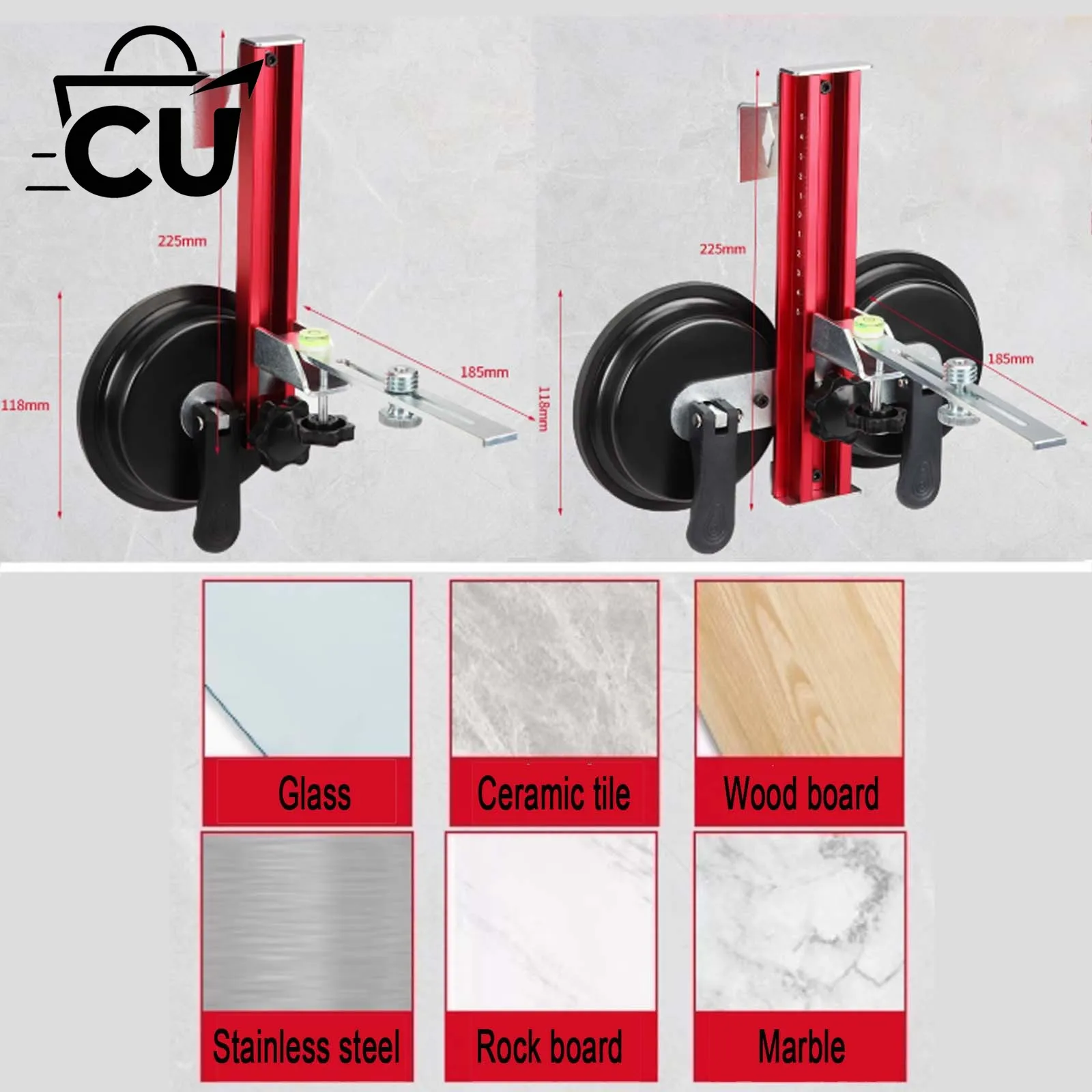 Suction Cup Type Punch-Free Wall-mounted Level Bracket, Laser Infrared Horizontal Measurement Holders