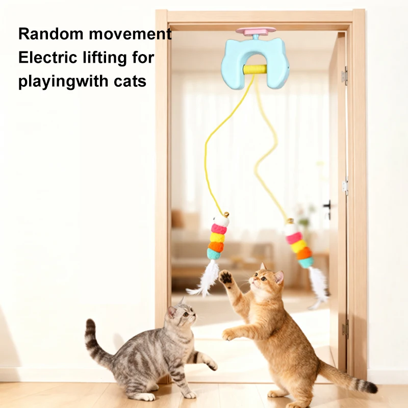 Intelligentes Hängendes Elektrisches Katzenspielzeug mit 2 Seilen, Automatischer Schwingfeder, Selbstspielender Katzen-Teaser, Elektrisches Katzenspielzeug mit 2 Seilen