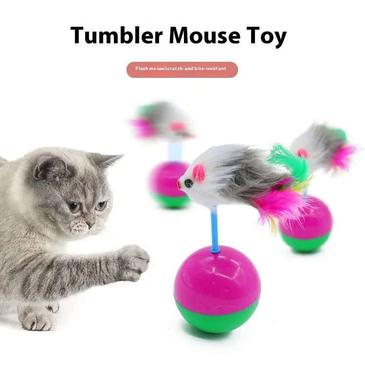 

Self-Righting Tumbler Cat Toy – Wobbling Mouse Teaser with Catnip for Playful Pets
