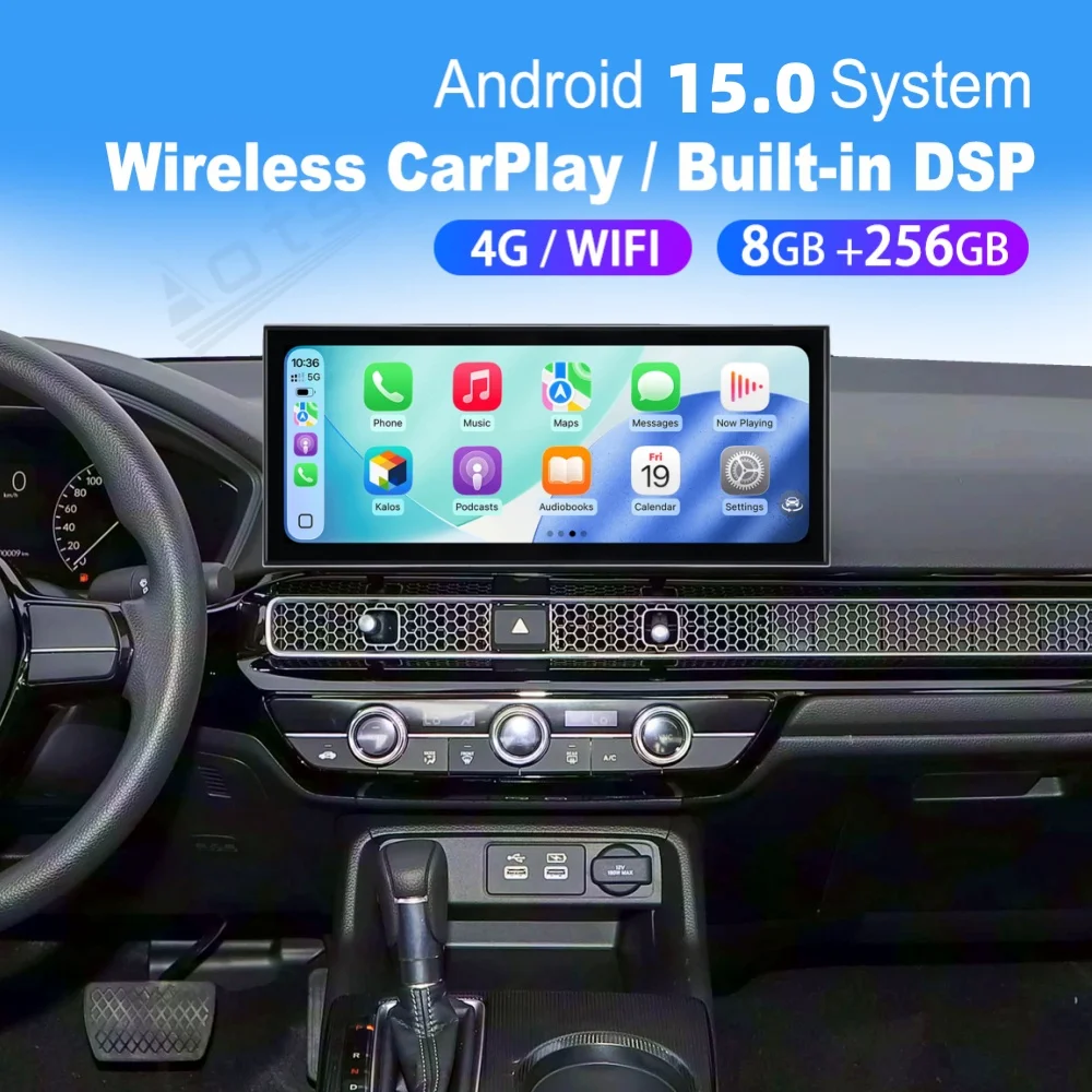 

15,8-дюймовый Android 15 Qualcomm Carplay автомобильный радиоприемник для Honda Civic 2022, автомобильное авторадио, мультимедийный плеер, GPS-навигация, головное устройство
