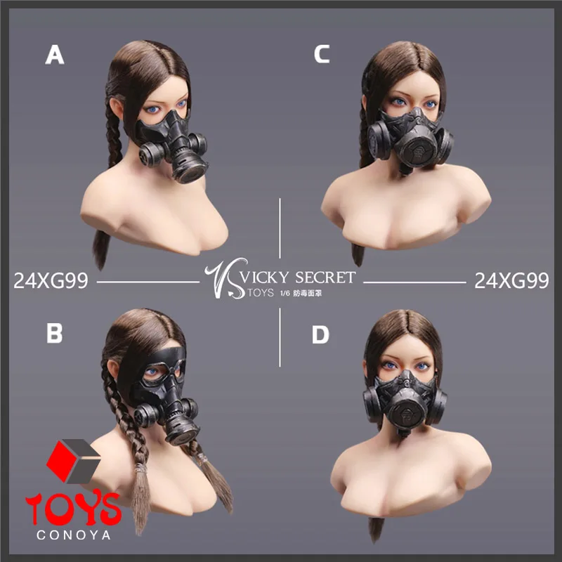 【2025 Q1】VSTOYS 24XG99 Gasmaske im Maßstab 1:6, Modell, Soldat, Kleidungszubehör, passend für 12'' männliche weibliche Actionfigur-Körperpuppen