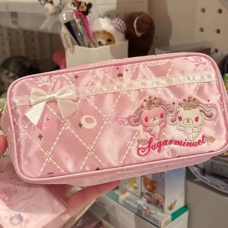Sugarbunnies Pencil Case Kawaii Ballet Rabbit Pattern High Capacity Zipper Cosmetics Storage Bag Creativity Student Stationery