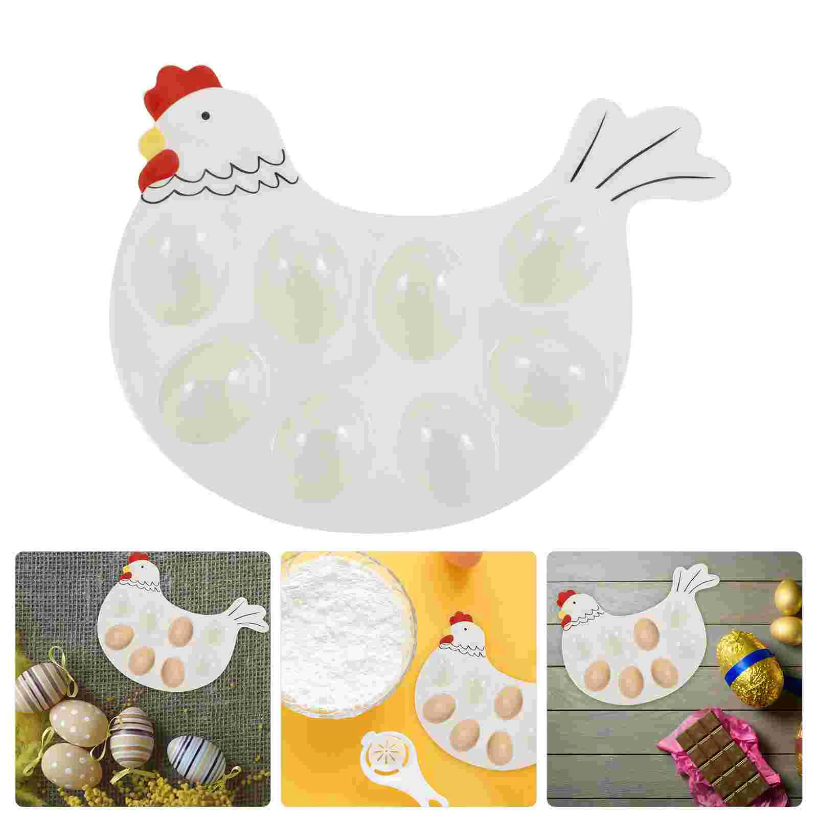 

Easter Egg Tray Devilled Eggs Holder Ceramic Dispenser Platter Deviled Serving Ceramics Trays for Party Recipes Baby