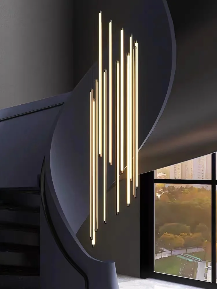 

Modern Staircase Pendant Light Living Room Duplex Building Room Decoration High rise Light Long Line Light