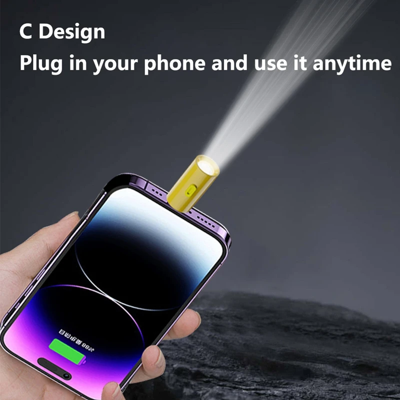 230 High Lumens Mini Type‑C To Flashlight Adapter Portable with Lanyard Plug and Play USB C Outdoor Flashlight Emergency Lamp