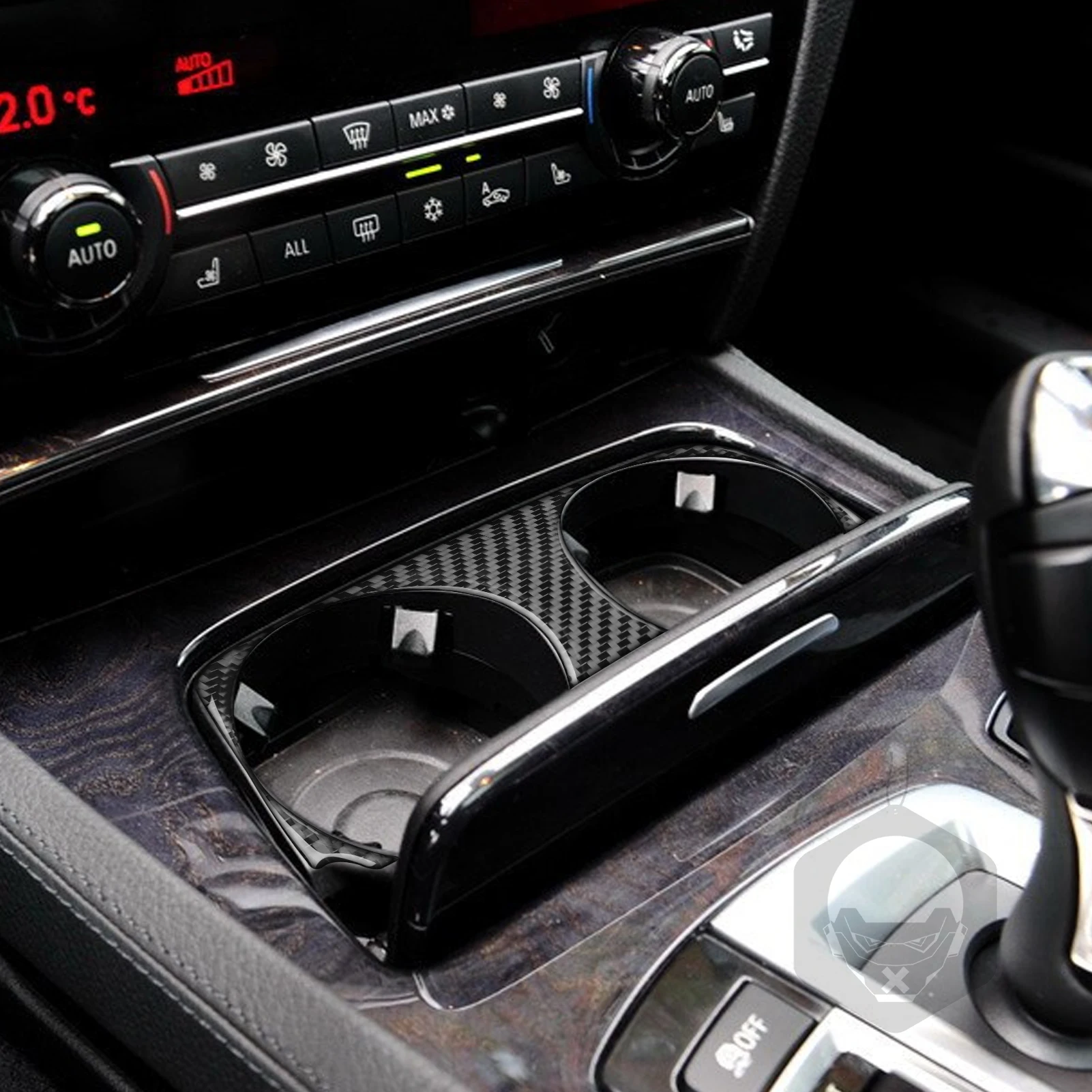 Carbon Fiber Car Accessories Cup Holder Panel Interior Trim Cover Soft Sticker For BMW 7 Series F01 730li 740li 750li 2009-2014