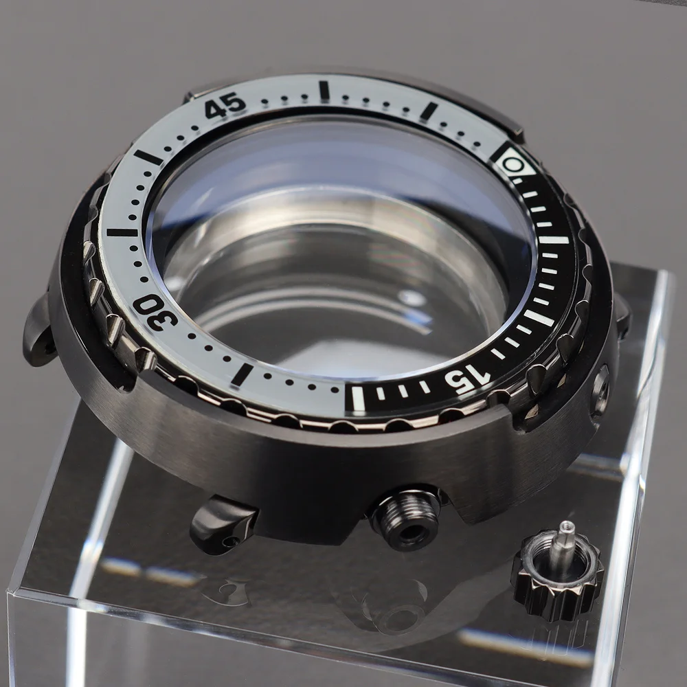 47mm Herren-Taucheruhr mit gunmetalfarbenem Gehäuse, Saphirglas, für Tuna Cann NH35 NH36 NH34NH38 Uhrwerk, C3 Leuchtzifferblatt, Lünetteneinlage, 20ATM – Detail 4