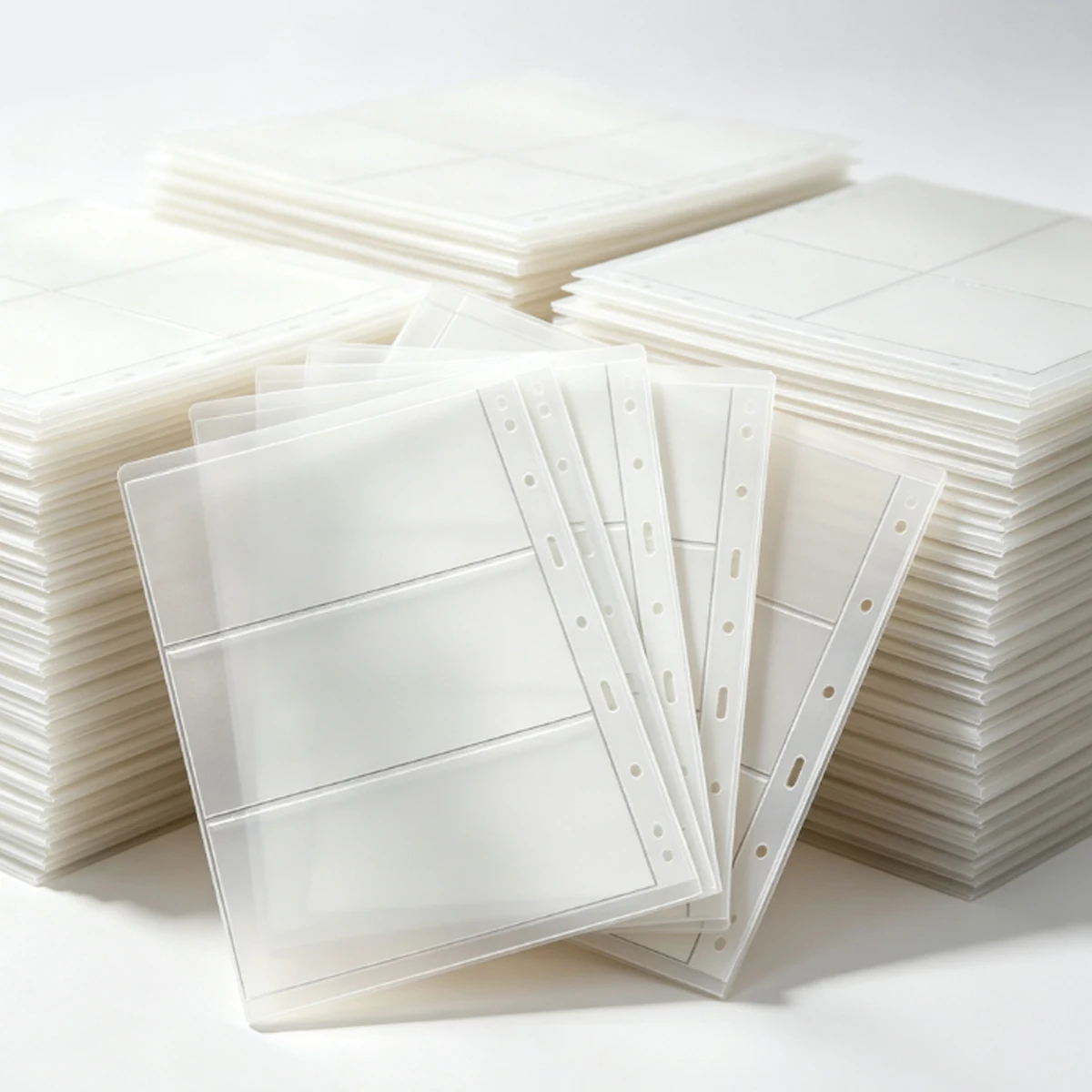 25Pcs Preservation Grade Transparent Three Pocket Album Sleeves, Paper Money And Bill Protectors For Ring Binder ZSY
