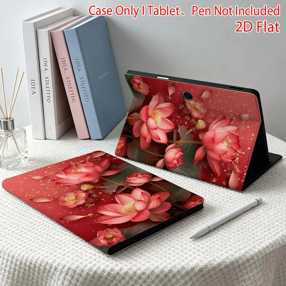 Red flower patterns For OPPO VIVO IQOO OnePlus Realme Pad 3 Pro 13 12.1 11.4 11 inch Pen Tray Tablet Case Soft