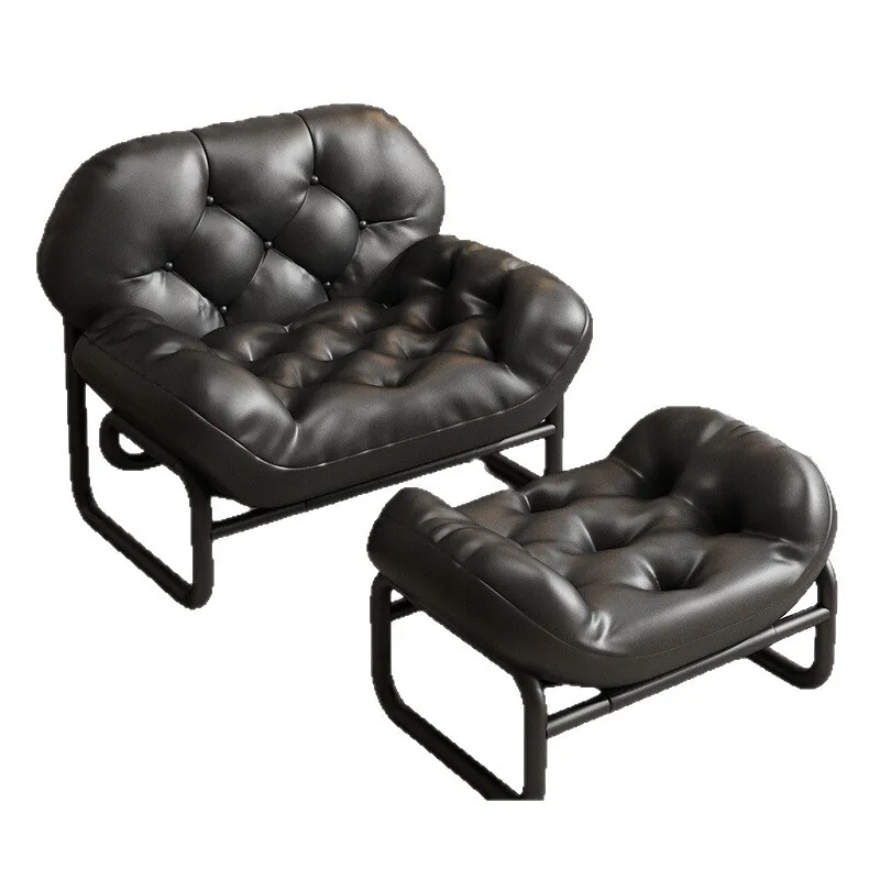 

Single sofa chair, minimalist light luxury, leisure recliner, cream lazy sofa, medieval style black chair
