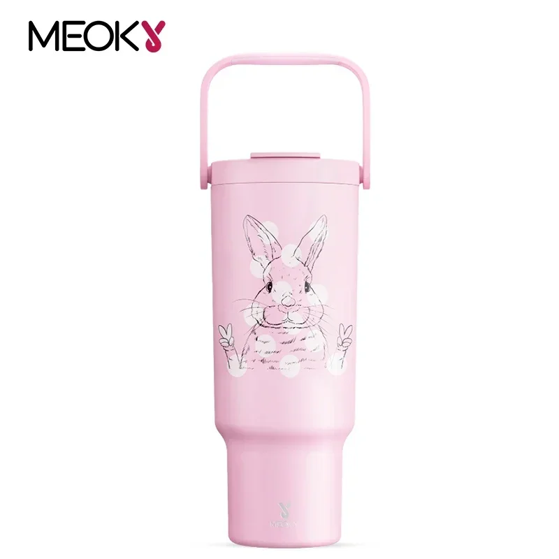 

Meoky 40oz Easter Tumbler With Handle Straw Lid Stainless Steel Vacuum Insulated Coffee Mug Double Wall Thermal Iced Travel Cup