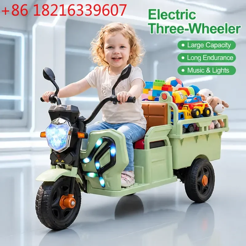 Electric Tricycle Motorcycle with Bucket Seat for Kids Boys Girls Remote Control Car Toy Vehicle