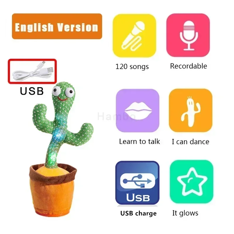 2023 NEW Intelligent Cactus Interactive Learning and Musical Toy for Kids to Dance Record and Speak with Fun