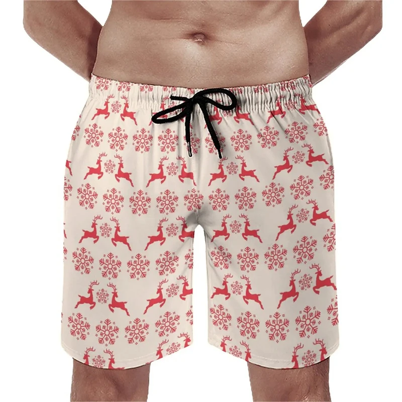 Christmas Snowflake 3D Printed Beach Shorts Fashion Hot Sale Short Pants Reindeer Graphic Men Shorts Oversized Casual Kid Trunks