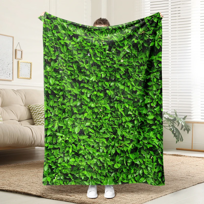 

Green Leaf Pattern Flannel Blanket Soft Plush Cozy Sofa Bed Decor Gift