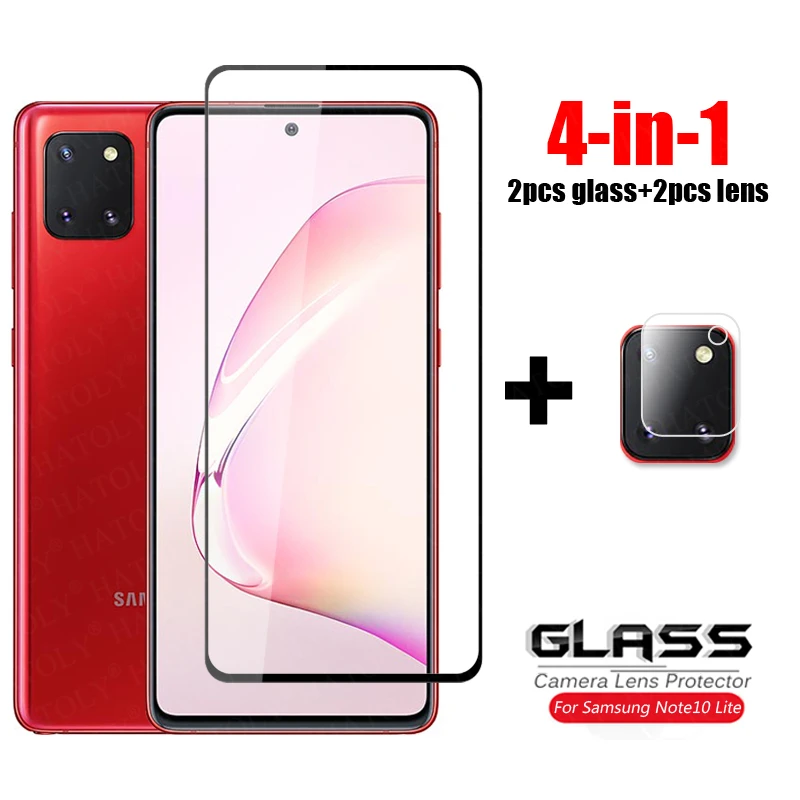 

4-in-1 For Glass Samsung Galaxy Note10 Lite Tempered Glass Camera Lens Screen Protector Full Cover Film Samsung Note 10 S10 Lite