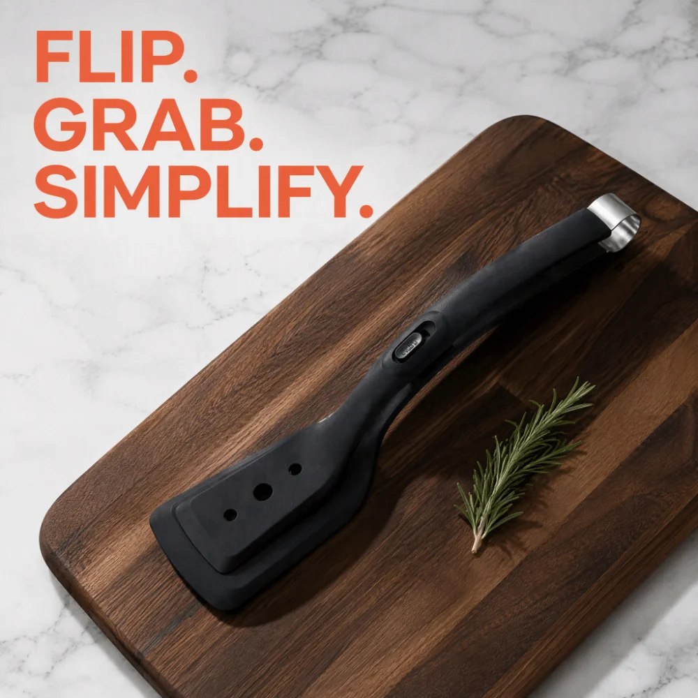 Silicone Spatula Tong 2-in-1 Design Beige Black Cooking Clamp Ergonomic Handle Locking Mechanism Barbecue Clamp Spatula