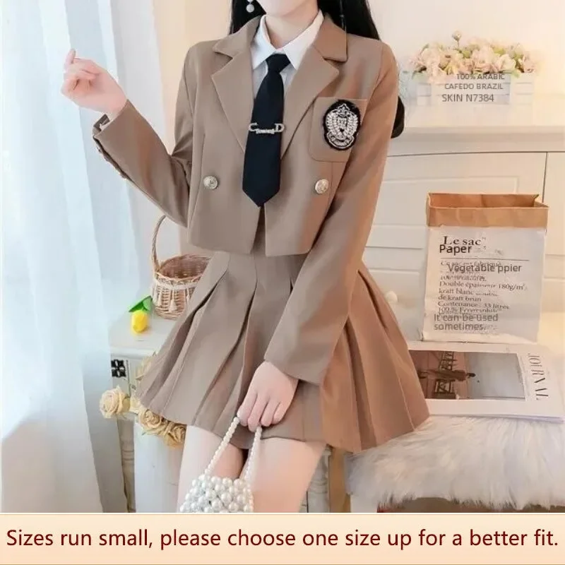 Suit Female JK Suit Jacket Pleated Skirt Spring and Autumn Dress Professional Dress Temperament Goddess Fan Two-Piece Suit