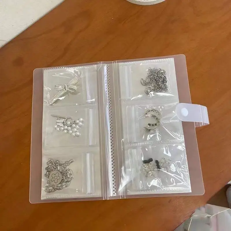 Anti-oxidation Jewelry Storage Albums Desktop Drawer Organizer Transparent Necklace Bracelet Ring Book Holder Jewelry Bag