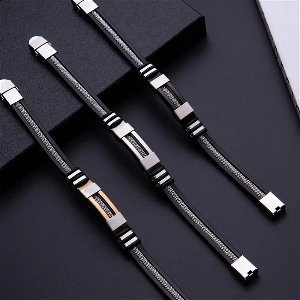 Stainless Steel Bracelet Men Black Wrist Band Bangles Jewelry Accessories Gift Bracelets Women Casual Punk Wristband Bangle