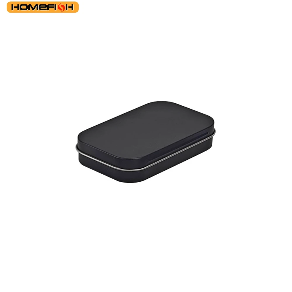 HOMEFISH Small Metal Tinplate Organizer Box, Hinged Rectangular Empty Tin Jar for Pill and Candy Storage