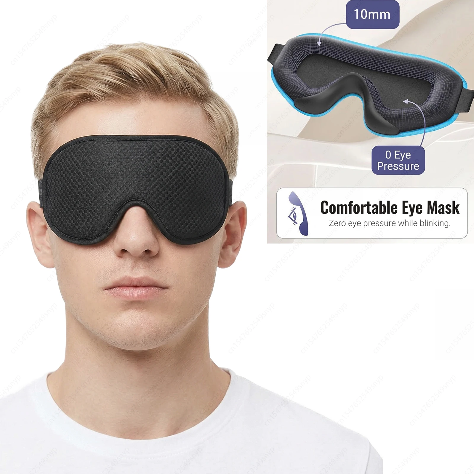3D Sleep Mask Blackout Eye Masks for Sleep Breathable Soft Comfortable Eye Mask Adjustable Sleeping Mask Block Out Light Soft
