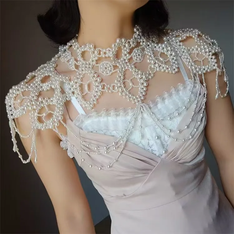 Crystals Bead Wedding Wrap Jewelry Necklaces Accessories for Girls Evening Dress Shawl Bridal Shoulders Chain