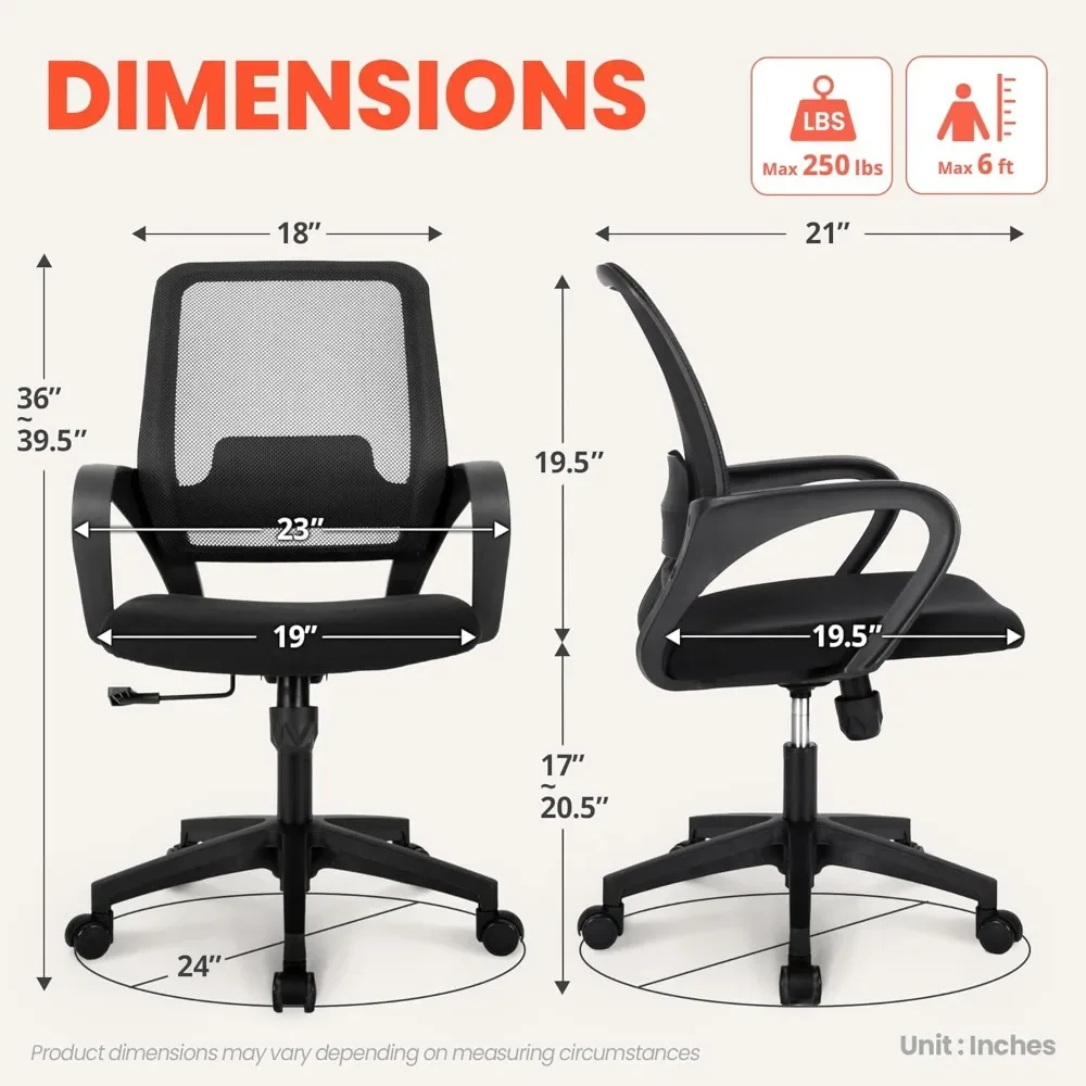 Office Chair Ergonomic Desk Chair Mesh Computer Chair Lumbar Support Modern Executive Adjustable Rolling Swivel