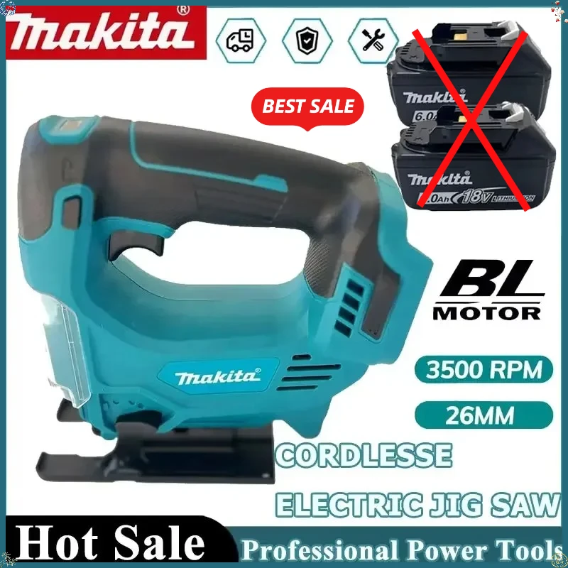 

Makita 18V Portable Cordless Jig Saw 26mm Electric Curved Saw Multi-Function Cutting Woodworking Tool For 18V 20V Battery