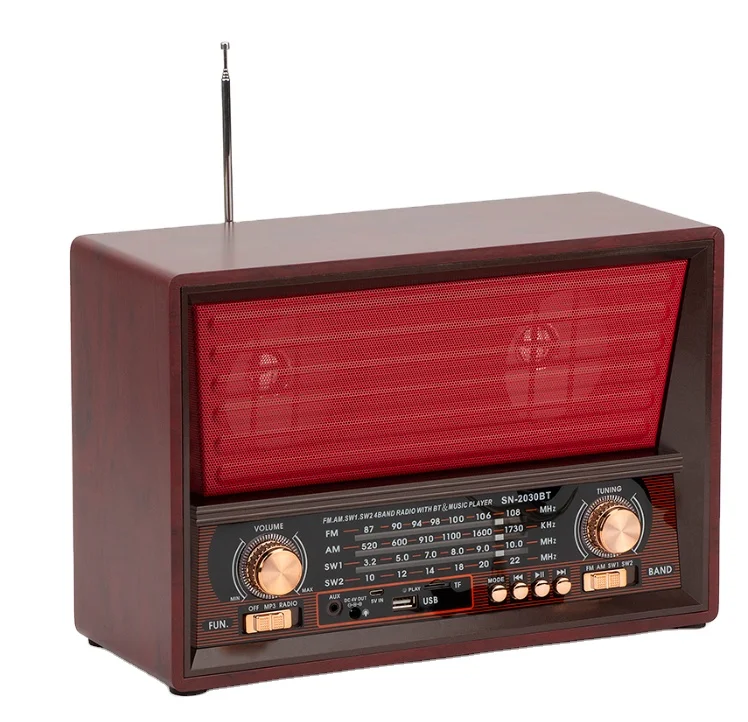 أحدث راديو FM محمول لعام 2024 مع إطار خشبي مدمج BT 40 محطة USB وميزات بلوتوث راديو إنترنت AM/FM منزلي