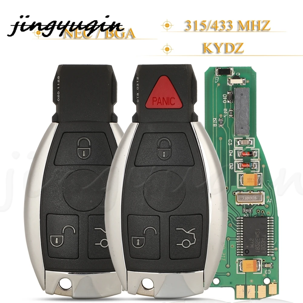 

jingyuqin 3/4 Buttons BGA/NEC Remote Key 315/433Mhz KYDZ Board For Mercedes Benz Year 2000+ Supports Dual Battery