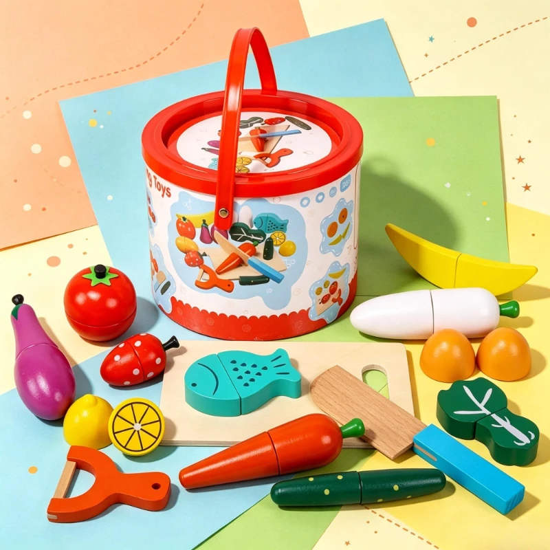 Wooden Fruit Vegetable Cutting - Kids Outdoor Kitchen Set 评论和价格