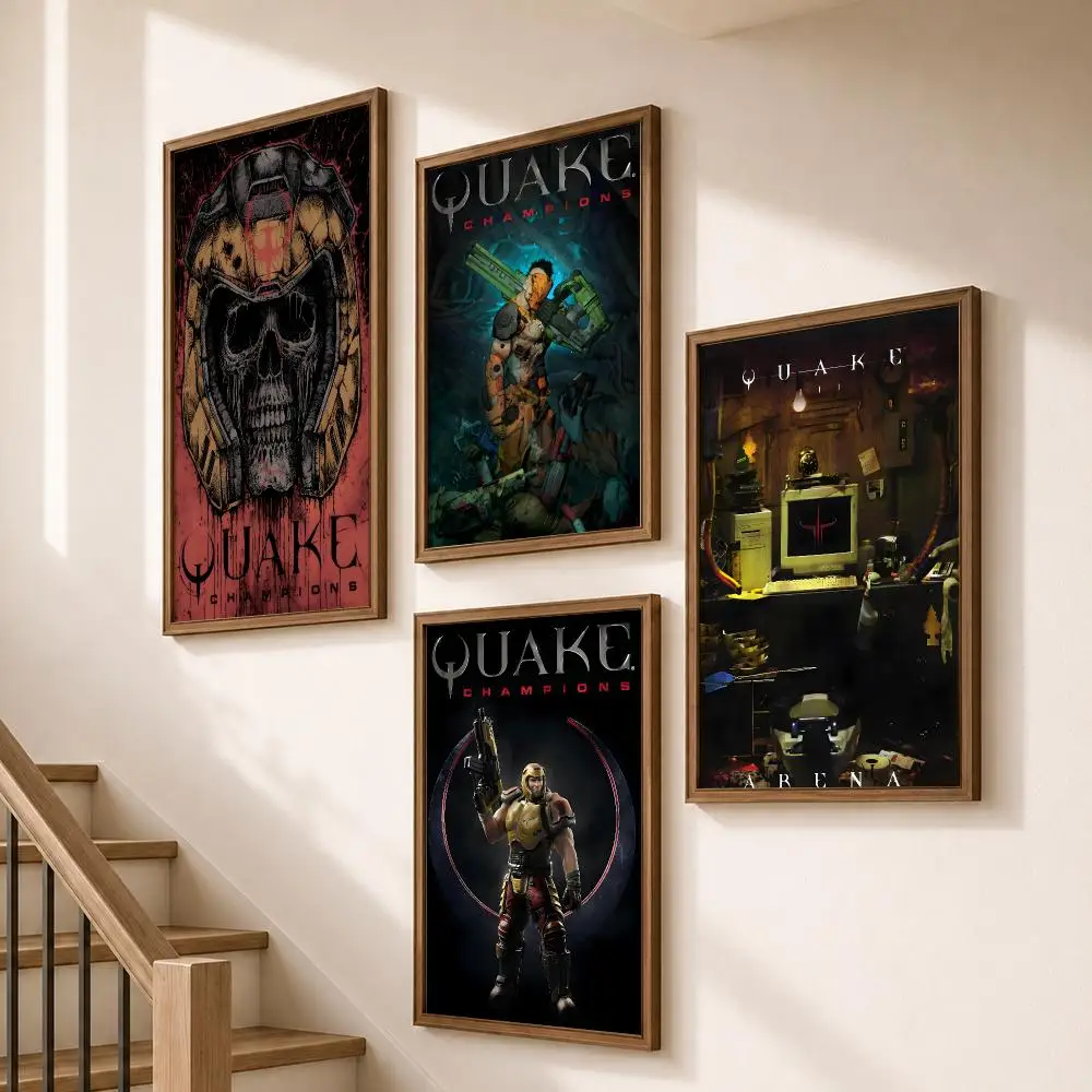 Game Quake Retro FPS Shooter Gothic Poster HD Self Adhesive Wall Decor for Bedroom Dorm Room Office Gaming Room Gift