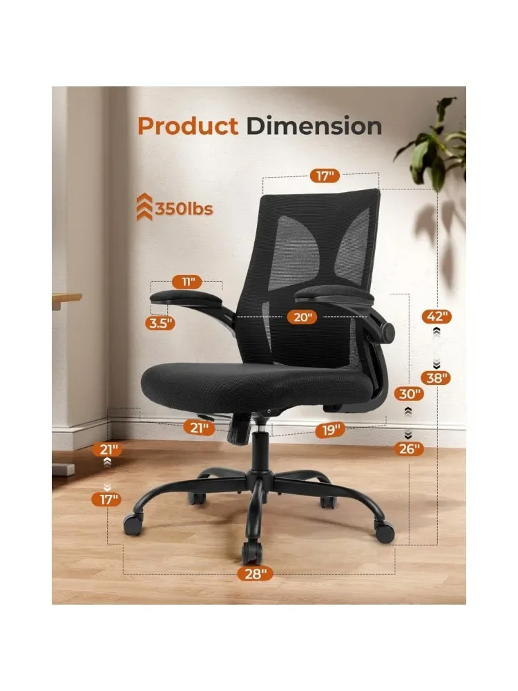 Ergonomic Office Chair,Cushion and Breathable Mesh - Comfortable Swivel ,with Adjustable Lumbar Support,Computer Desk Chair