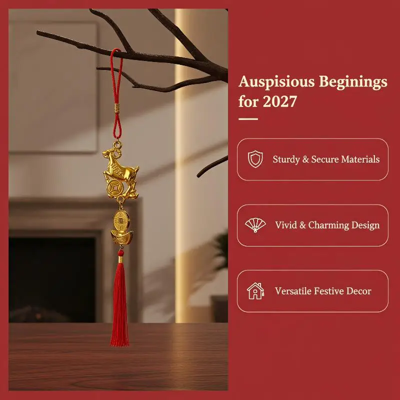Chinese New Year 2027 Goat Hanging Ornaments Lucky Fortune Tassel Pendant Decor For Spring Festival New Year Home Car Door Decor