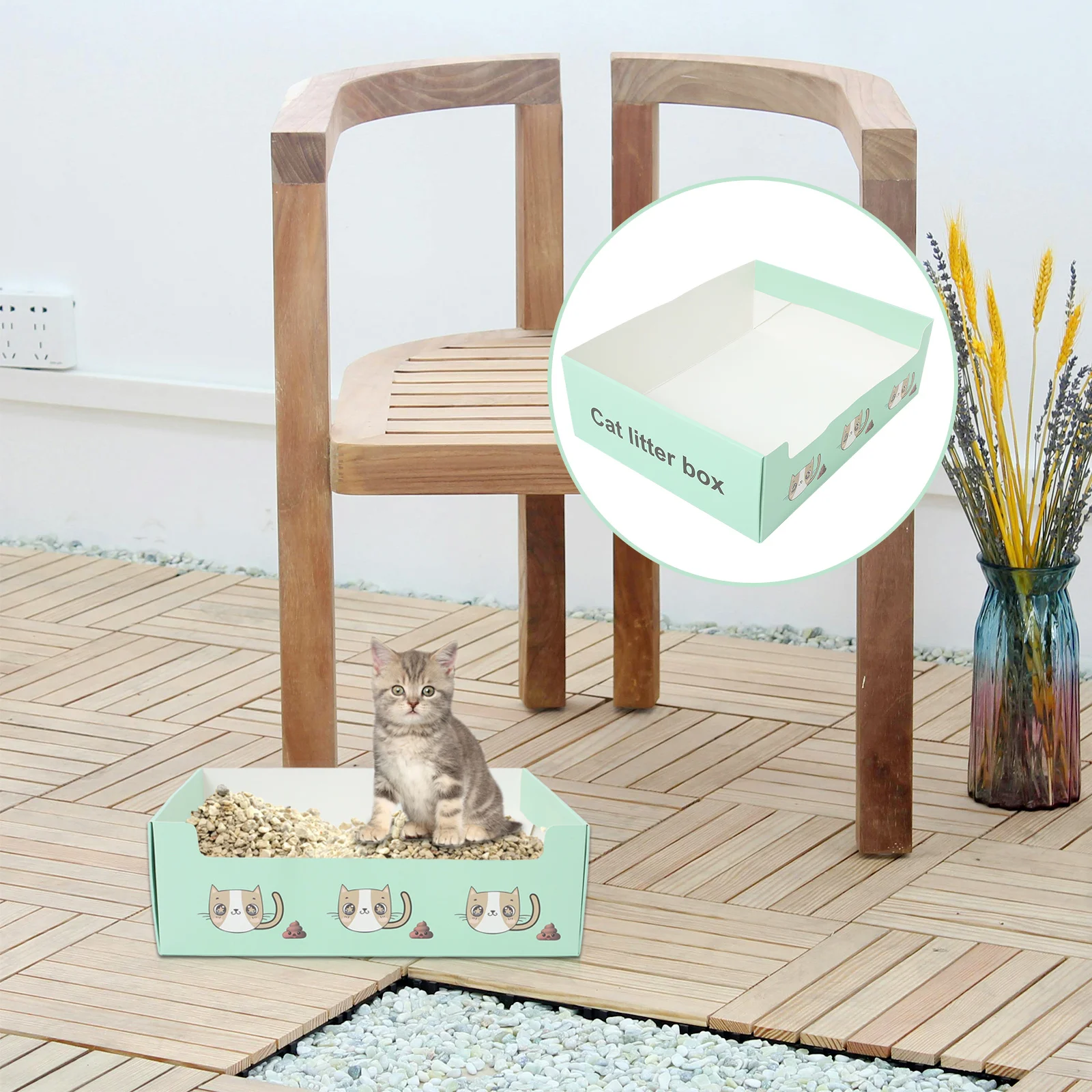 

Foldable Disposable Cat Litter Box Portable Semi Enclosed Splash Guard Indoor Outdoor Kitten Training Tray for Small Pets Travel